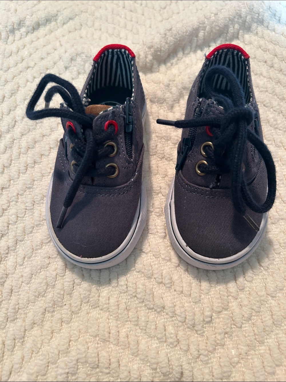 Poll Parrot  Navy Canvas Kids Sneakers with Red Accent